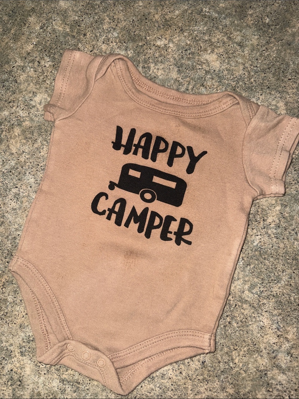 Luvable Friends Beige 'Happy Camper' One-Piece Bodysuit
